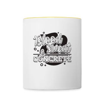 Blood Sweat & Béton, ciment Finisseurs de béton - Mug contrasté - blanc/jaune - Devant