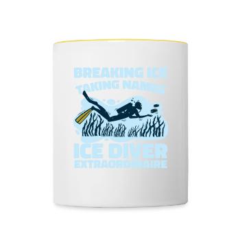 Eis Brechen Namen Nehmen, Eistaucher - Tasse zweifarbig - Weiß/Gelb - Vorne