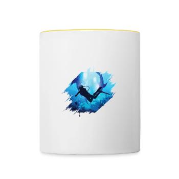Tauchen Unter Dem Eis, Eistaucher - Tasse zweifarbig - Weiß/Gelb - Vorne