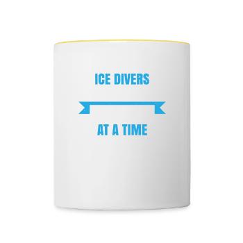 Eistaucher, Die Das Eis Loch Für Loch Brechen, - Tasse zweifarbig - Weiß/Gelb - Vorne