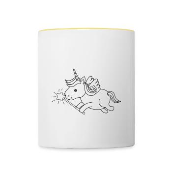 Nur Ein Mädchen, Das Einhörner Liebt. - Tasse zweifarbig - Weiß/Gelb - Vorne