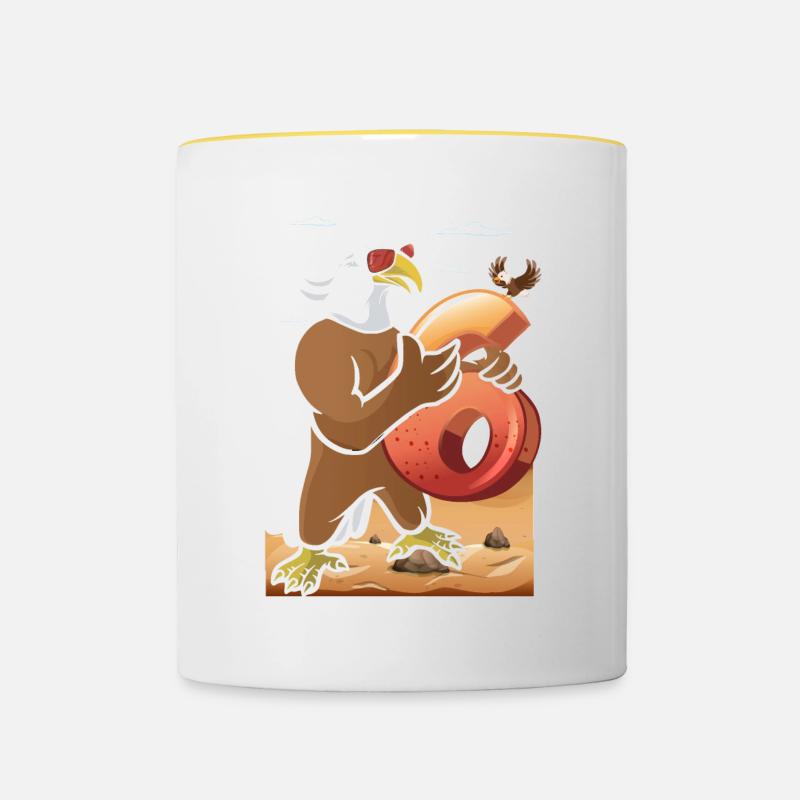 Bald eagle design for sixth birthday - Contrasting Mug - white/yellow