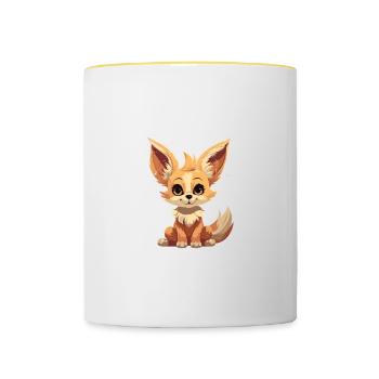 Fennec Fox Enthusiast Beobachtung Wildlife Süß - Tasse zweifarbig - Weiß/Gelb - Vorne