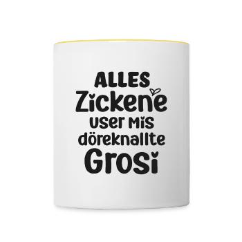 Alles Zickene user mis döreknallte Grosi Schweiz - Tasse zweifarbig - Weiß/Gelb - Vorne