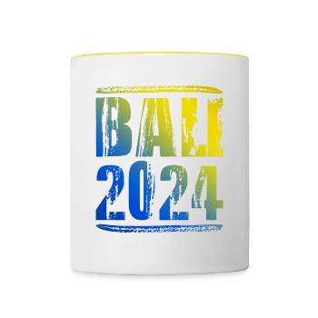 Bali 2024 Bunt Urlaub - Tasse zweifarbig - Weiß/Gelb - Vorne