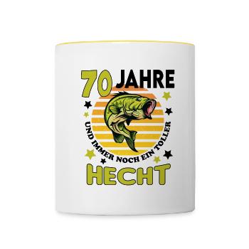 Geburtstag Toller Hecht Alter Jahre 70 - Tasse zweifarbig - Weiß/Gelb - Vorne