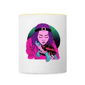 Turtle Love - Contrasting Mug - white/yellow - Front