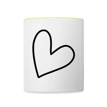 Schlichtes Herz Symbol - Tasse zweifarbig - Weiß/Gelb - Vorne