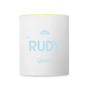 Rudy Gift Personalized Name Rudy - Contrasting Mug - white/yellow - Front