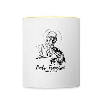Le pape François donne sa bénédiction - Mug contrasté - blanc/jaune - Devant