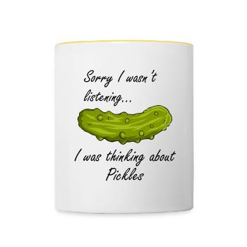 Penser à Pickles Food Lover Concombre - Mug contrasté - blanc/jaune - Devant