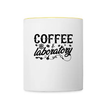 Laboratory Laboratory Technician Coffee Chemistry Gift Idea - Contrasting Mug - white/yellow - Front