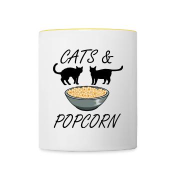 Chats et Popcorn Kitty Ironic Saying Films - Mug contrasté - blanc/jaune - Devant