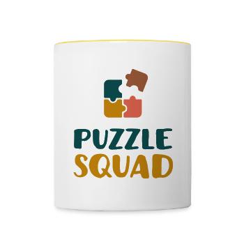 Puzzle Squad Ironic Quote Team Puzzling - Contrasting Mug - white/yellow - Front