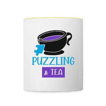 Tea and Puzzling Hobby Jigsaw Puzzle - Contrasting Mug - white/yellow - Front