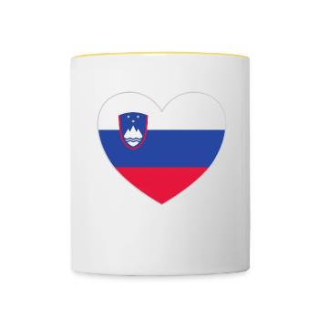 Slovenia Flag Heart - Contrasting Mug - white/yellow - Front