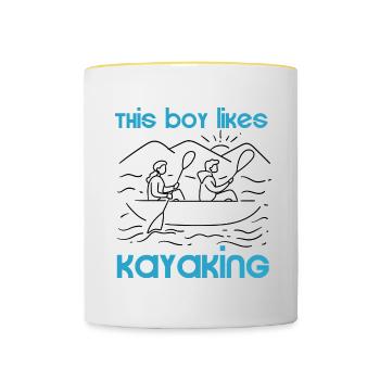 Kayak Pagaie Sports nautiques Kayak Nature - Mug contrasté - blanc/jaune - Devant