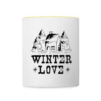 Winter Season Snow Nature Cozy Hot Chocolate - Contrasting Mug - white/yellow - Front