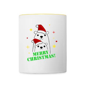 Frohe Weihnachtsfeier - Tasse zweifarbig - Weiß/Gelb - Vorne