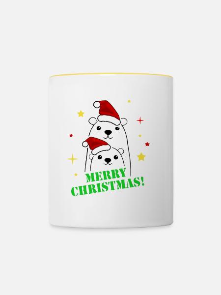Frohe Weihnachtsfeier - Tasse zweifarbig - Weiß/Gelb