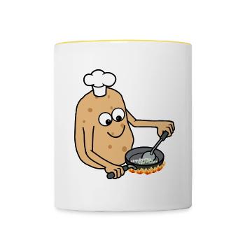 Jolies pommes de terre Hobby Chef cuisinant des - Mug contrasté - blanc/jaune - Devant