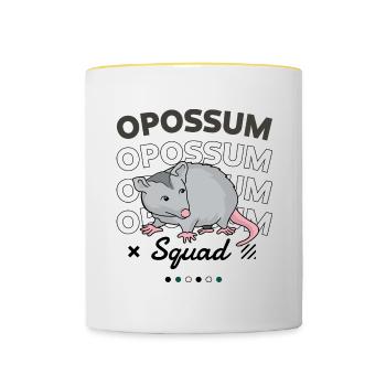 Opossum Squad, citation ironique, rongeur, mignon, - Mug contrasté - blanc/jaune - Devant