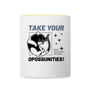 Saisissez vos opportunités Cute Opossum Ironic - Mug contrasté - blanc/jaune - Devant