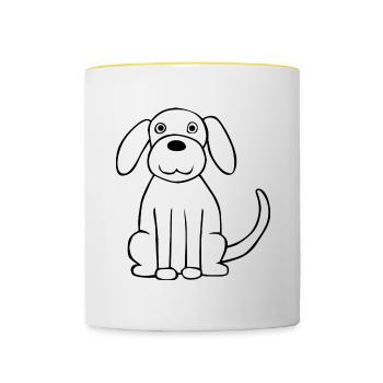 Silhouette de chiot amusante pour chien - Mug contrasté - blanc/jaune - Devant