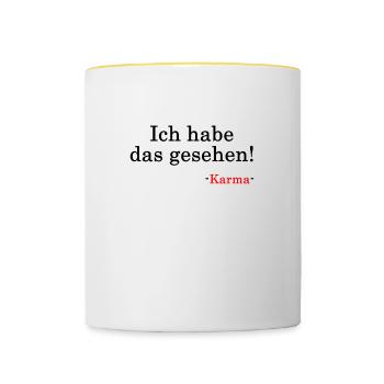 ICH HABE DAS GESEHEN - Karma & Jesus Spruch - Tasse zweifarbig - Weiß/Gelb - Vorne