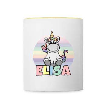 Elisa Unicorn Name - Contrasting Mug - white/yellow - Front