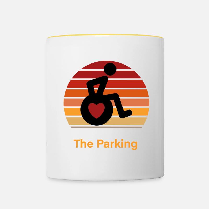 Behindert Rollstuhl Behinderung Handicap Geschenk - Tasse zweifarbig - Weiß/Gelb