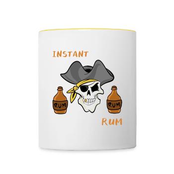 Pirat Rum Totenkopf Geschenk Spruch - Tasse zweifarbig - Weiß/Gelb - Vorne