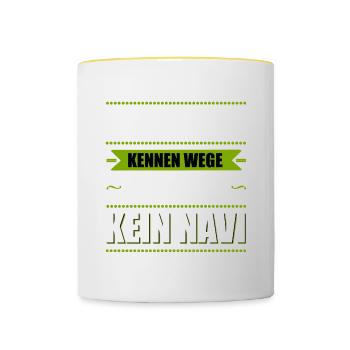 Dorfkind Bauer Landei Landleben Geschenk - Tasse zweifarbig - Weiß/Gelb - Vorne