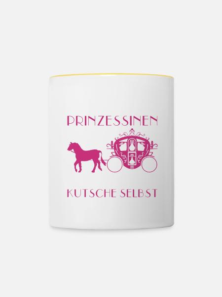 Echte Prinzessin Kutsche Kutscherin Geschenk - Tasse zweifarbig - Weiß/Gelb