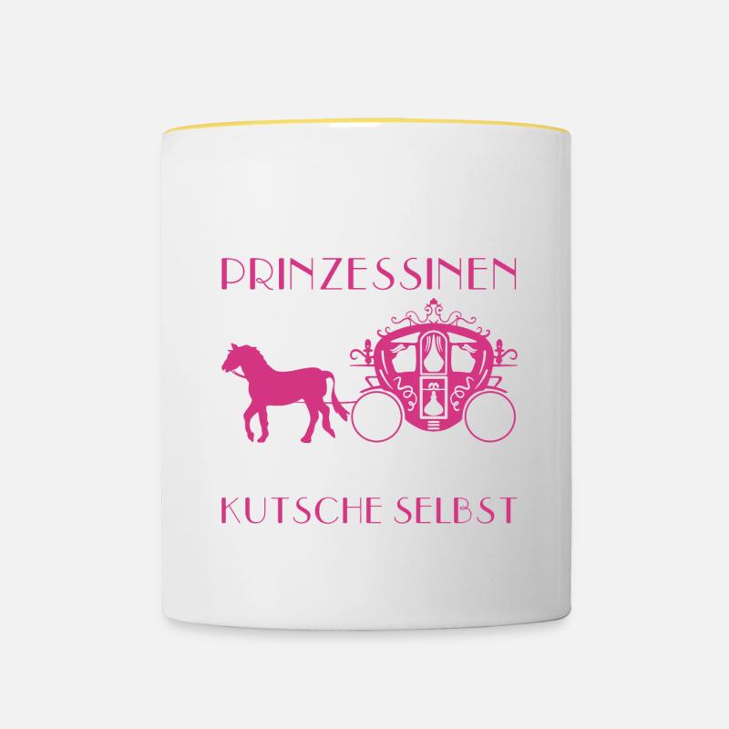 Echte Prinzessin Kutsche Kutscherin Geschenk - Tasse zweifarbig - Weiß/Gelb