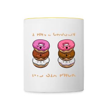 Donut Sixpack Donuts Witzig Lustig Spruch Geschenk - Tasse zweifarbig - Weiß/Gelb - Vorne