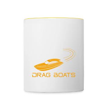 Bateau de course à moteur Bateau de sport Bateau Cadeau - Mug contrasté - blanc/jaune - Devant