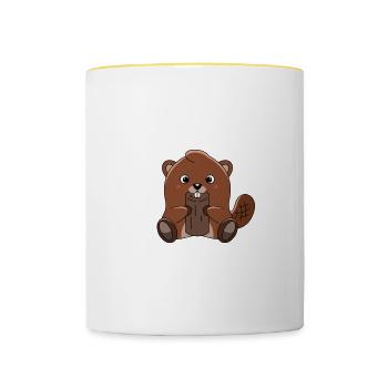 Bieber Rodent Funny Saying - Contrasting Mug - white/yellow - Front