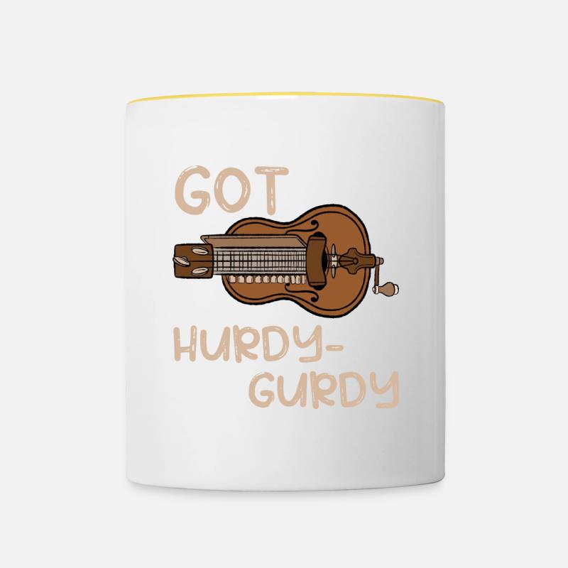 Hurdy Gurdy Witzig Mittelalter Geschenk - Tasse zweifarbig - Weiß/Gelb