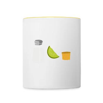 Tequila Threesome Funny Alcohol Party Saying - Contrasting Mug - white/yellow - Front