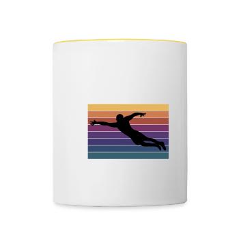 Cadeau de joueur de frisbee de disc golf - Mug contrasté - blanc/jaune - Devant