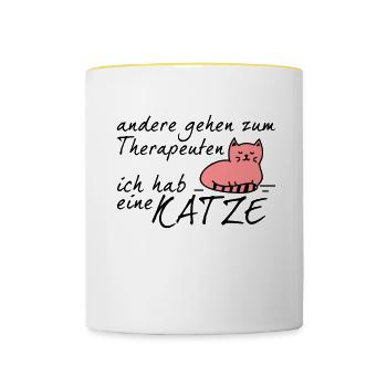 Katze Therapeut - Tasse zweifarbig - Weiß/Gelb - Vorne