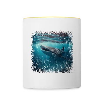 Whale sharks are impressive fish - Contrasting Mug - white/yellow - Front