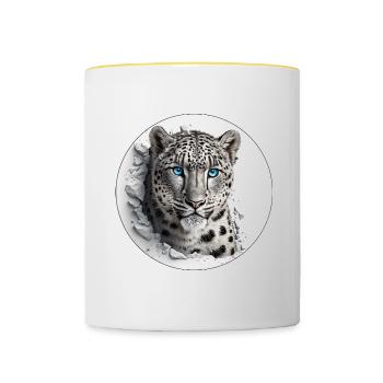 Snow leopards are majestic predators - Contrasting Mug - white/yellow - Front