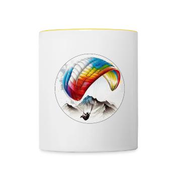 Les pilotes de parapente peuvent utiliser le vent - Mug contrasté - blanc/jaune - Devant