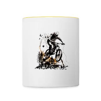 Freestyle mountain biking, the feeling of freedom - Contrasting Mug - white/yellow - Front