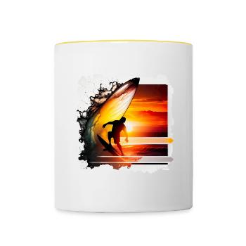 Windsurfing is an exciting water sport - Contrasting Mug - white/yellow - Front