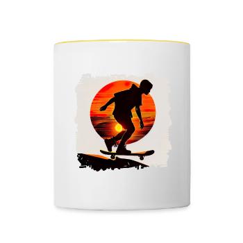 Le skateboard, c’est le street surf - Mug contrasté - blanc/jaune - Devant