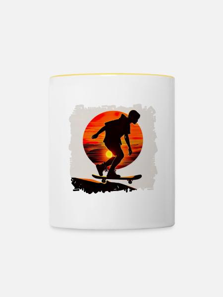 Le skateboard, c’est le street surf - Mug contrasté - blanc/jaune