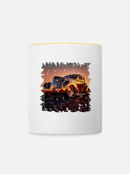 Beschleunigungsrennen oder Drag Racing - Tasse zweifarbig - Weiß/Gelb